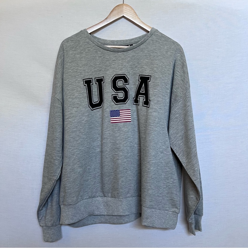 ASOS Curve Gray Knit USA Sweatshirt